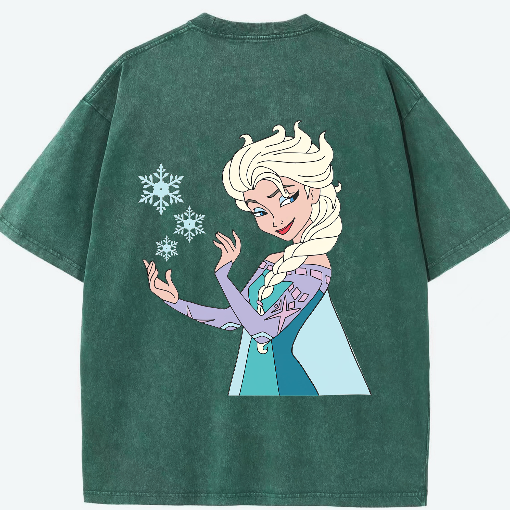 （画像用） アナと雪の女王 アンナ エルサ Frozen Anna Elsa 綿100% ヴィンテージ風 半袖Tシャツ（背面プリント）